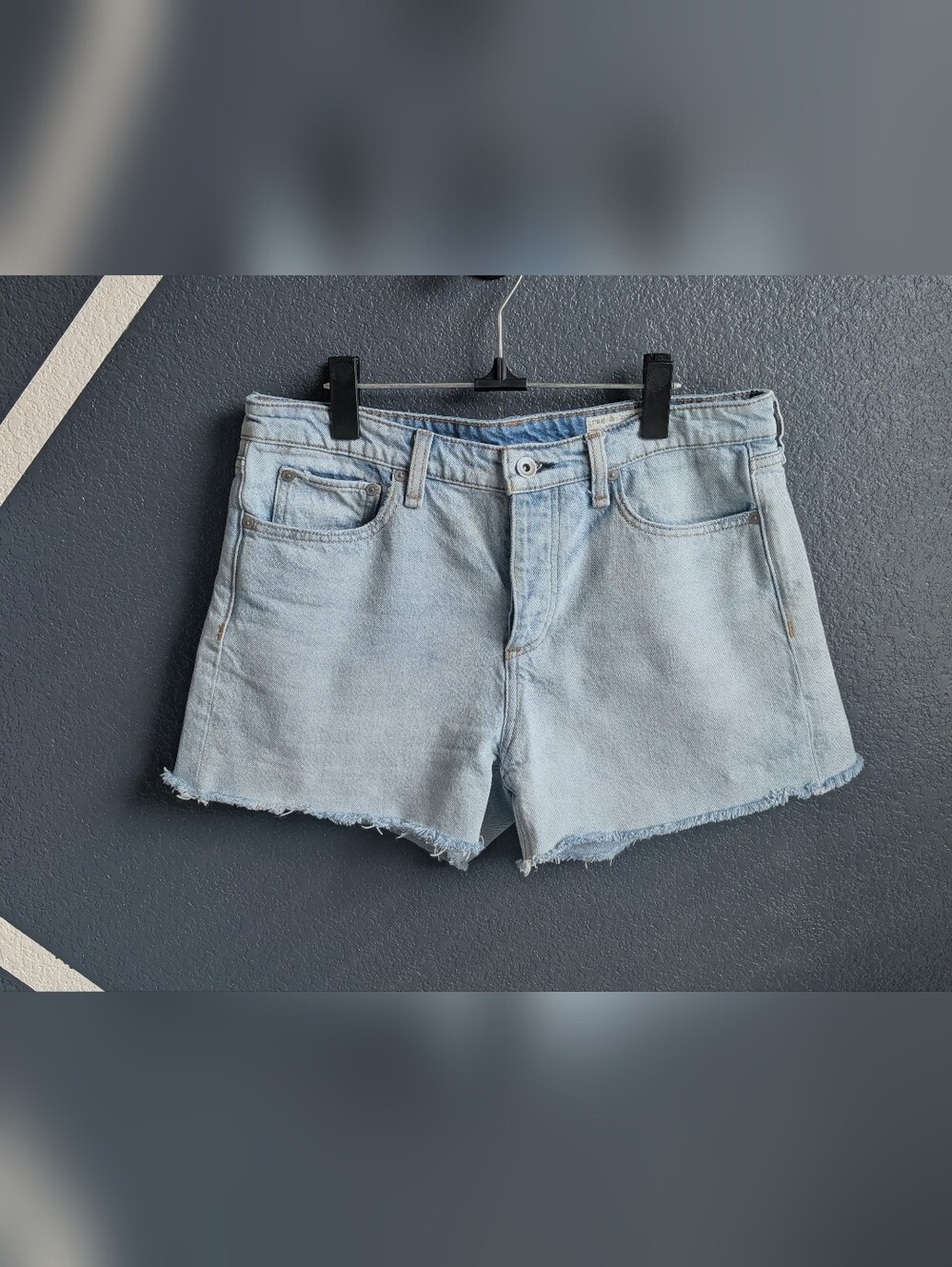 rag & bone Light Blue Frayed Edge Denim Shorts - Picture 2 of 4